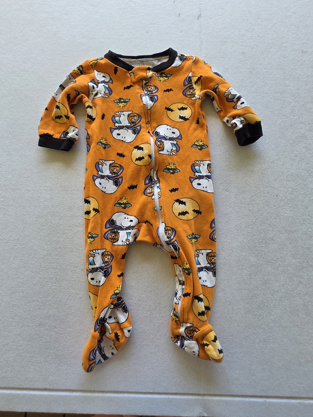 Peanuts Orange Snoopy Halloween Footed One-Piece